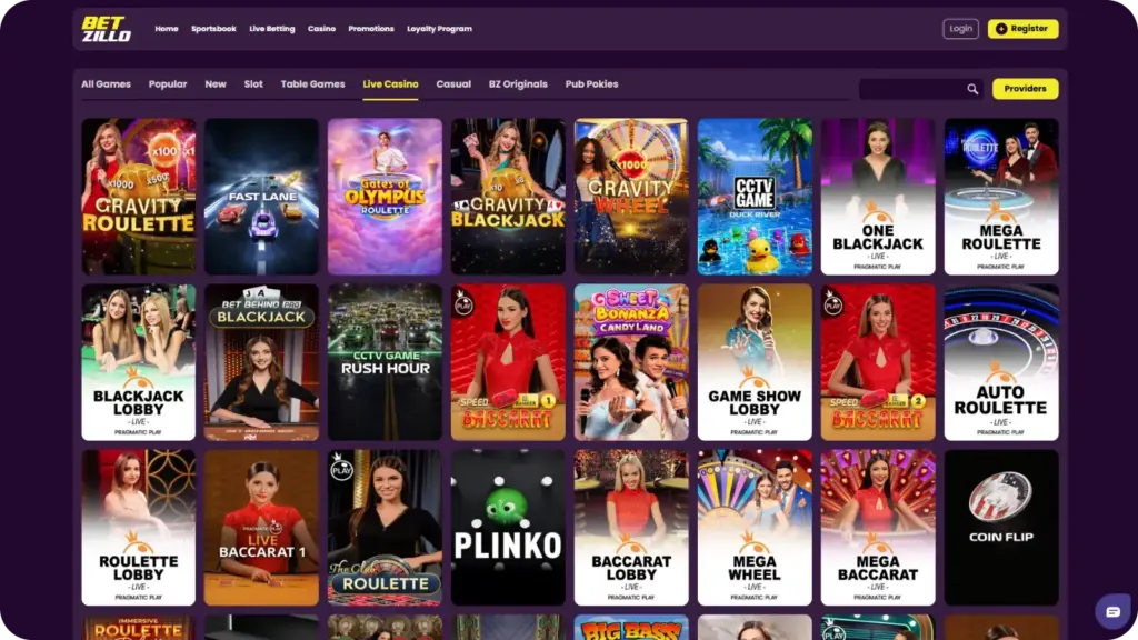 Betzillo live casino and dealer games Australia